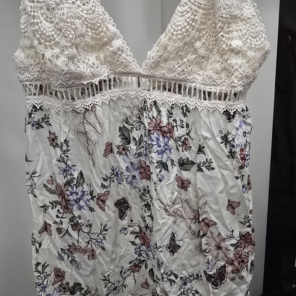 Floral Lace Trim Women Dress